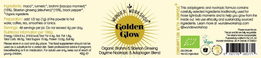Wunder Workshop Golden Glow Organic Brahmi & Siberian Ginseng 40g