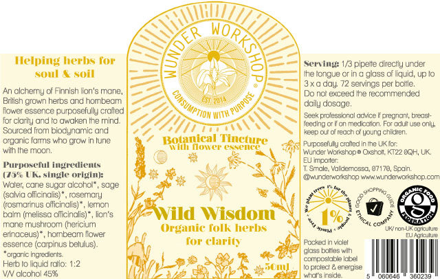 Wunder Workshop Wild Wisdom Organic Folk Herbs For Clarity 50ml